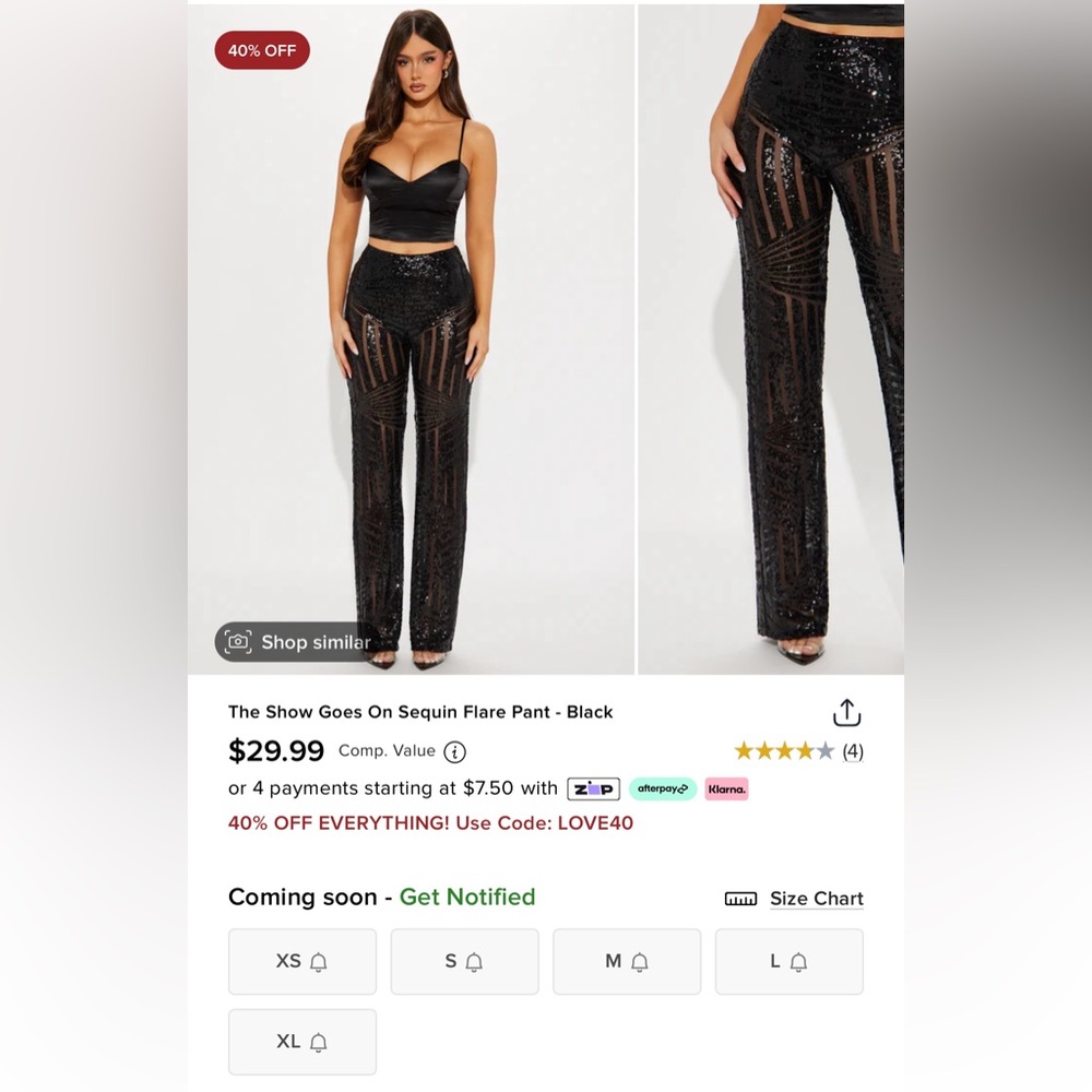 Black sequence pants